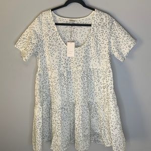 NWT A new day white black leopard print dress NEW L